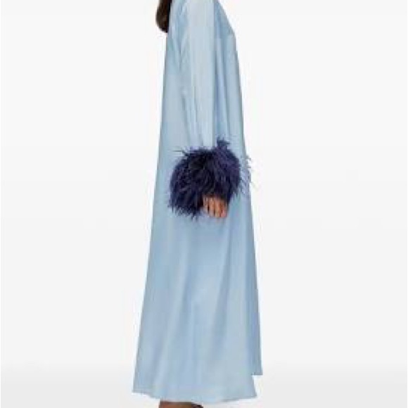 NWT Sleeper Suzi Maxi Dress With Detachable Feathers in blue - Picture 2 of 4